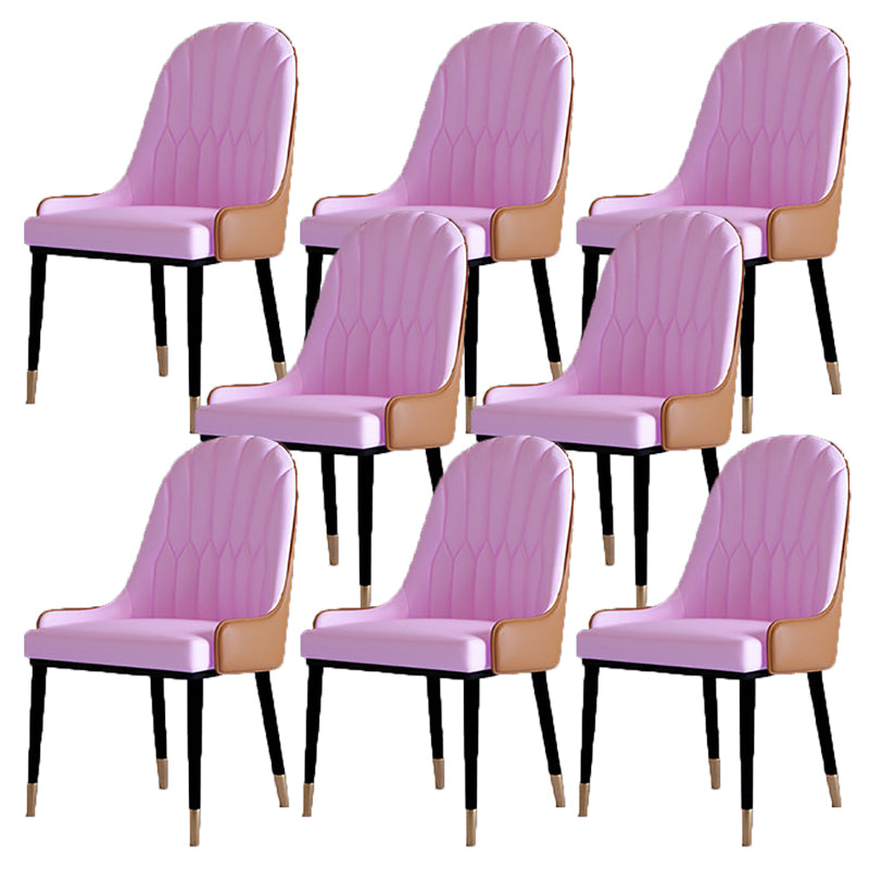 Contemporary Side Chair Upholstered Armless Faux Leather Dining Chairs