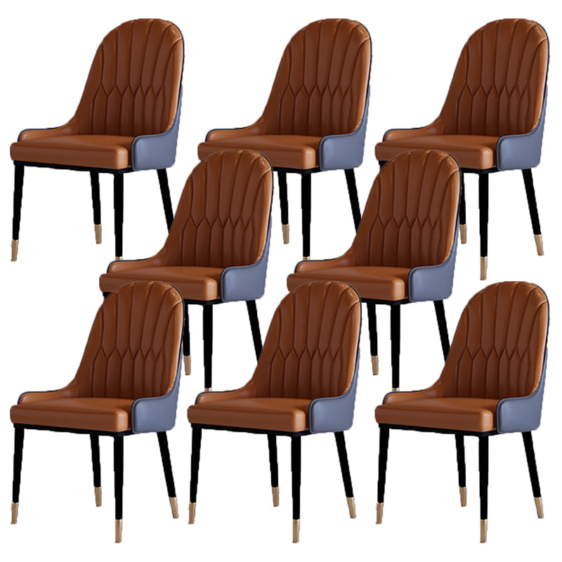 Contemporary Side Chair Upholstered Armless Faux Leather Dining Chairs
