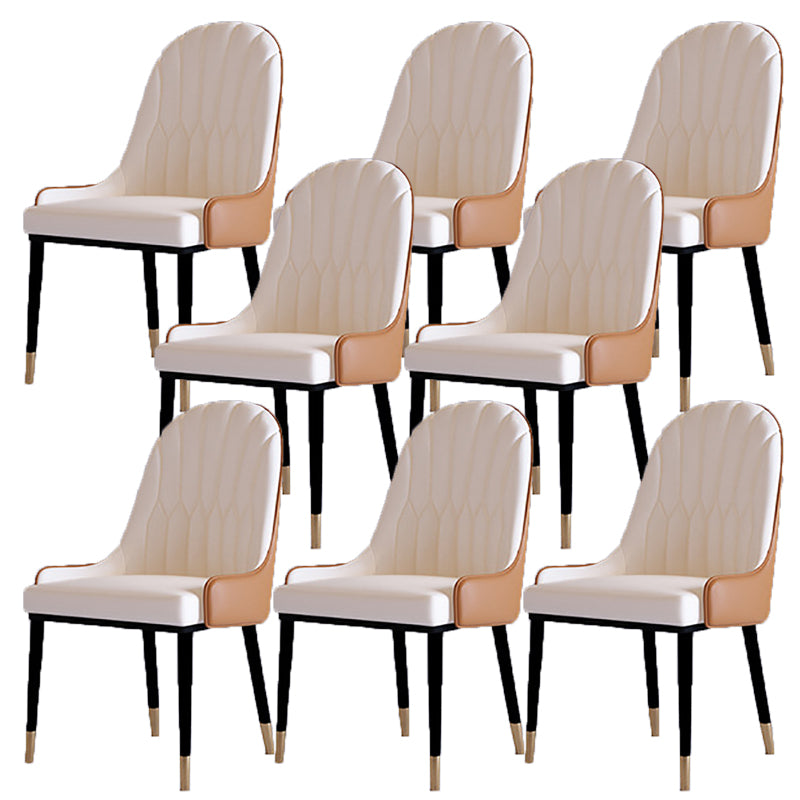 Contemporary Side Chair Upholstered Armless Faux Leather Dining Chairs