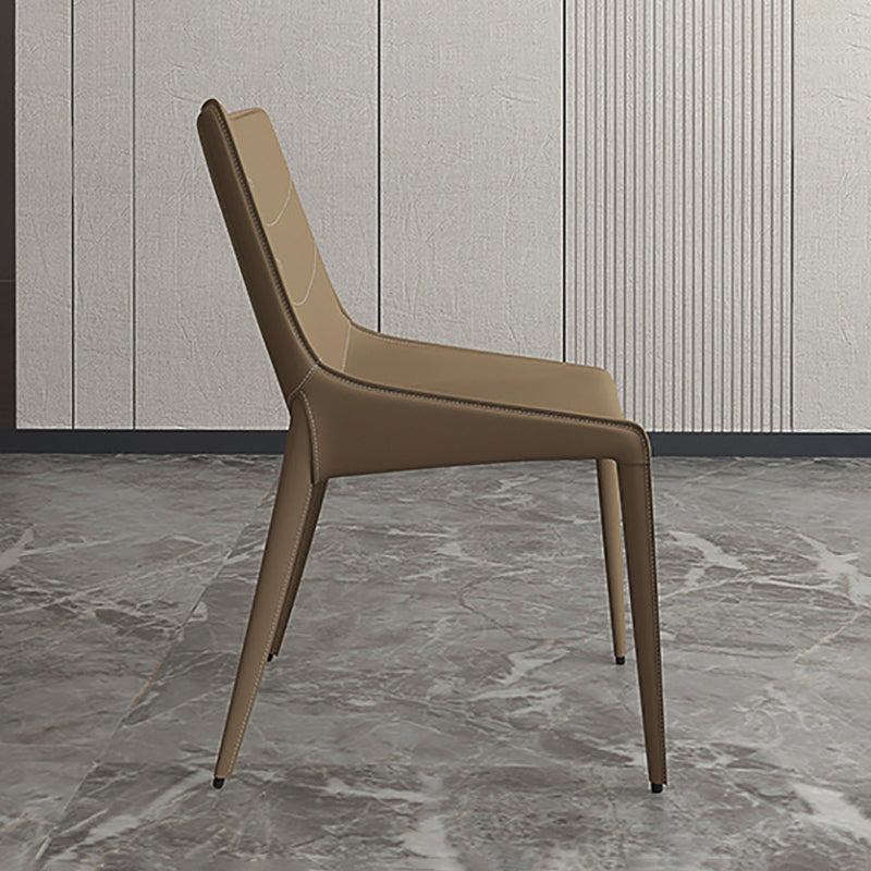 Modern Style Chair Leather Indoor Dining Side Chair with Metal Base