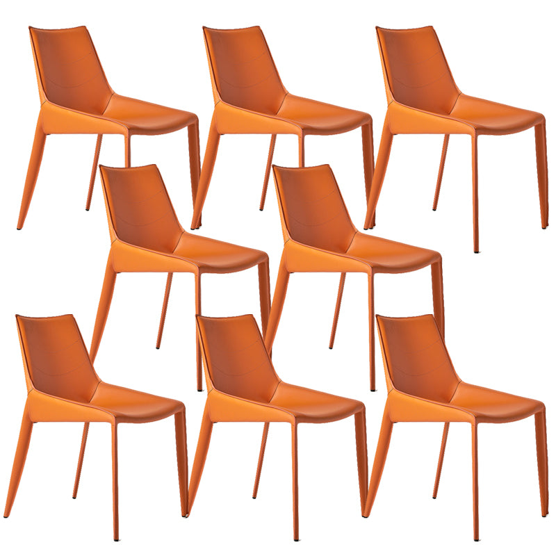 Modern Style Chair Leather Indoor Dining Side Chair with Metal Base