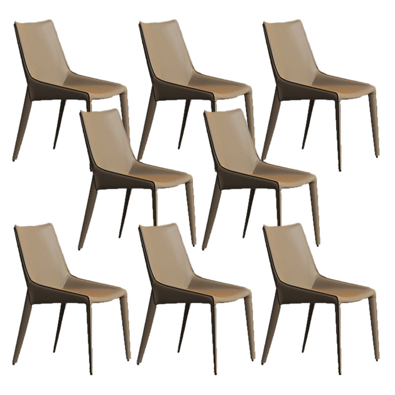Modern Style Chair Leather Indoor Dining Side Chair with Metal Base