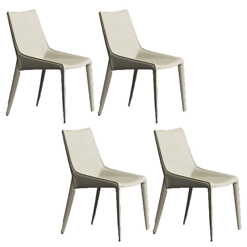 Modern Style Chair Leather Indoor Dining Side Chair with Metal Base