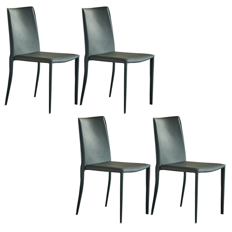 Modern Leather Side Chair Solid Back Dining Chair for Dining Room