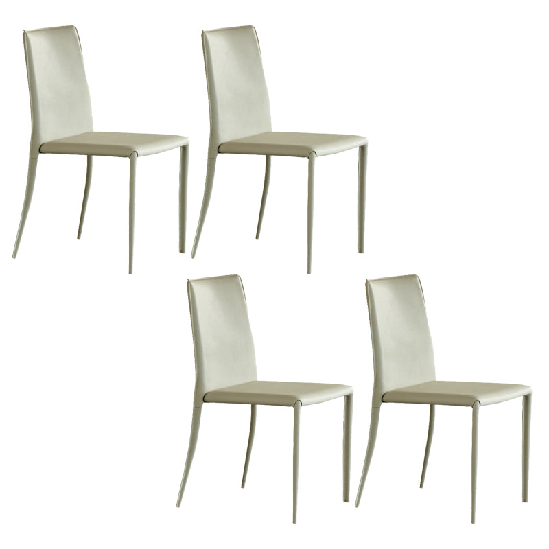 Modern Leather Side Chair Solid Back Dining Chair for Dining Room