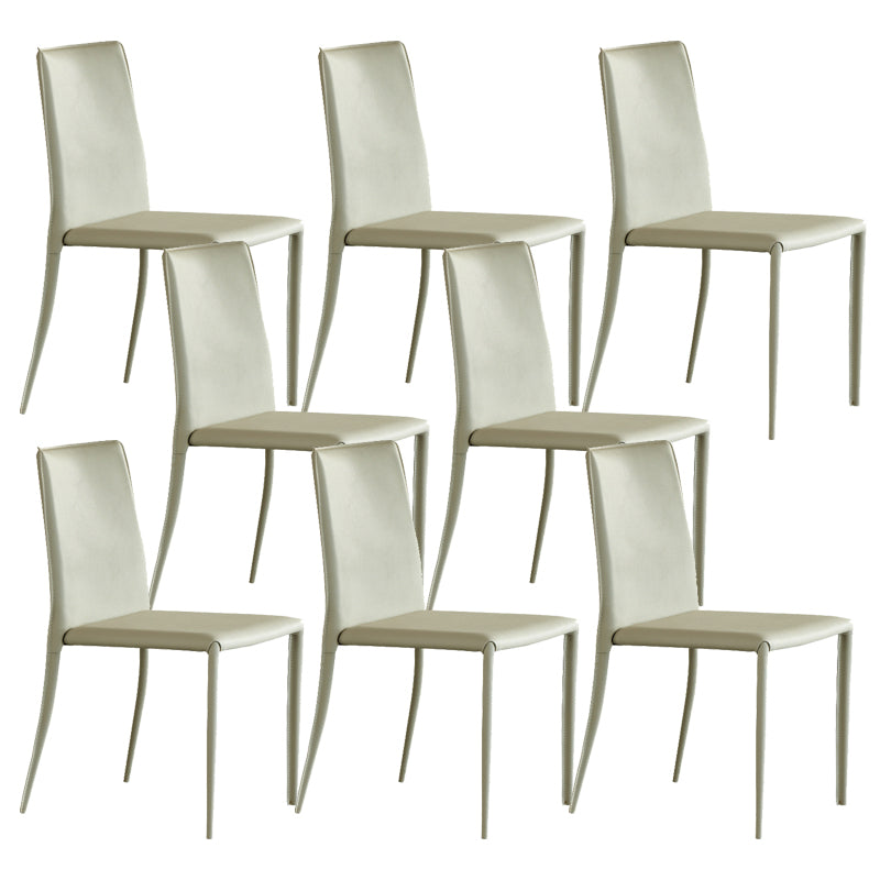 Modern Leather Side Chair Solid Back Dining Chair for Dining Room