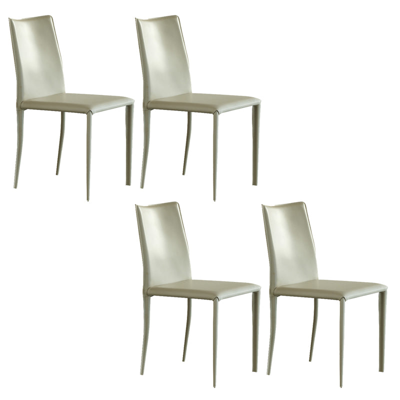 Modern Leather Side Chair Solid Back Dining Chair for Dining Room