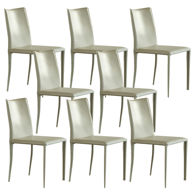 Modern Leather Side Chair Solid Back Dining Chair for Dining Room