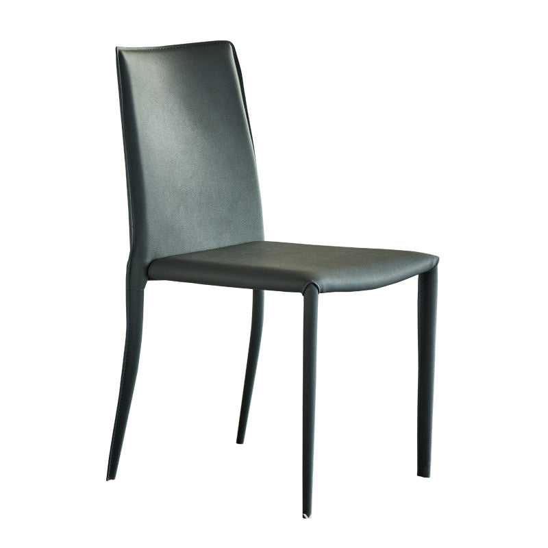 Modern Leather Side Chair Solid Back Dining Chair for Dining Room