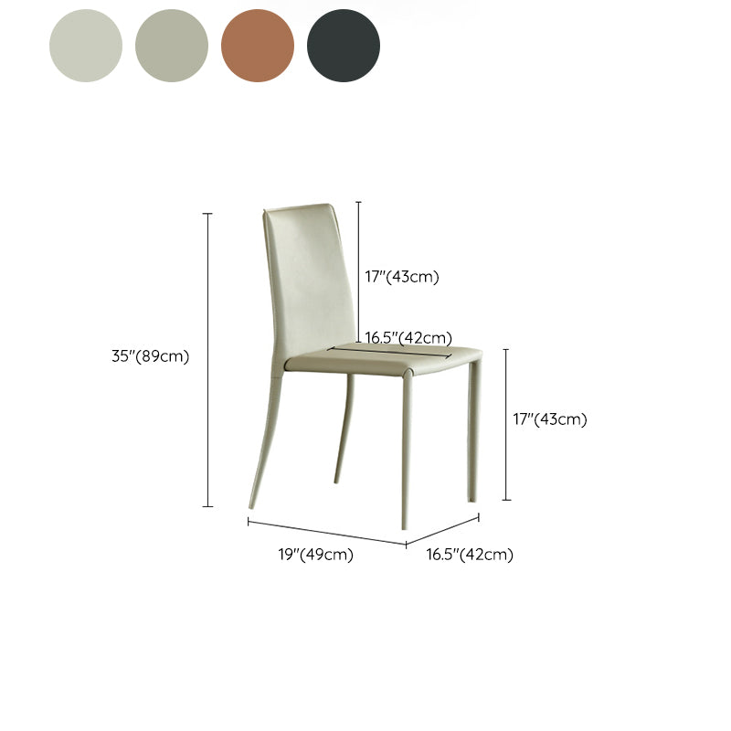 Modern Leather Side Chair Solid Back Dining Chair for Dining Room