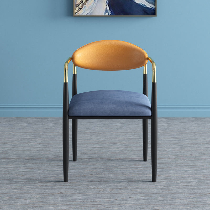 Glam Arm Chair Metal Legs Open Back Dining Chair for Home Use