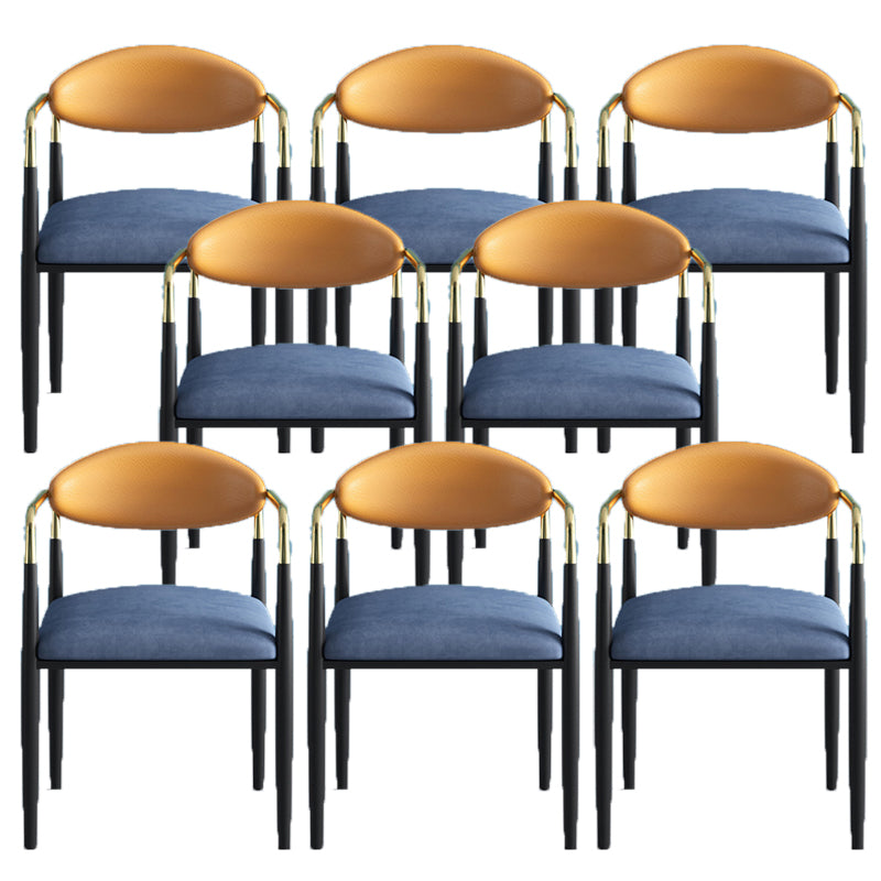 Glam Arm Chair Metal Legs Open Back Dining Chair for Home Use