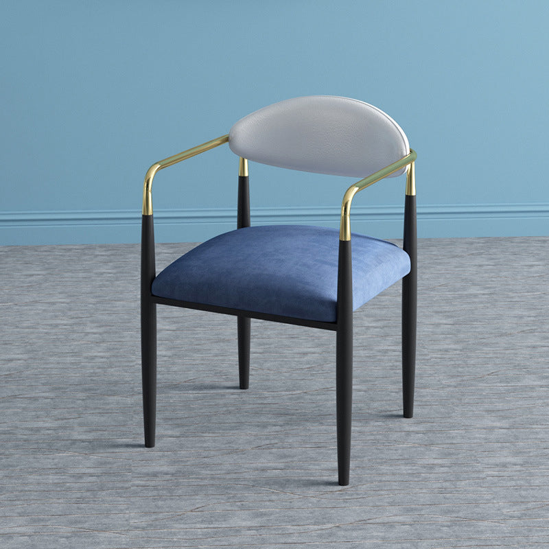 Glam Arm Chair Metal Legs Open Back Dining Chair for Home Use