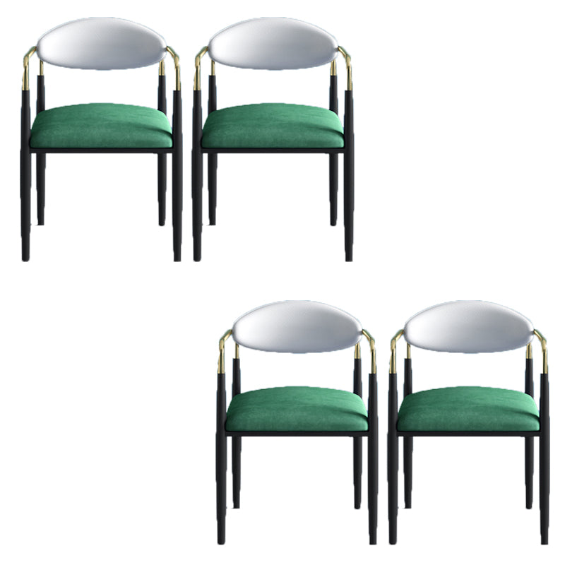 Glam Arm Chair Metal Legs Open Back Dining Chair for Home Use