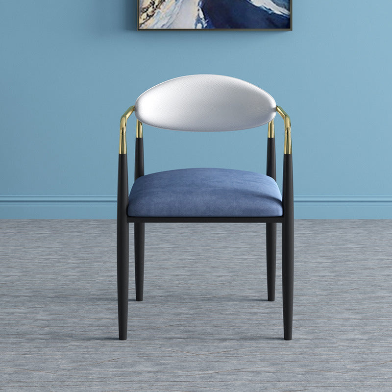 Glam Arm Chair Metal Legs Open Back Dining Chair for Home Use