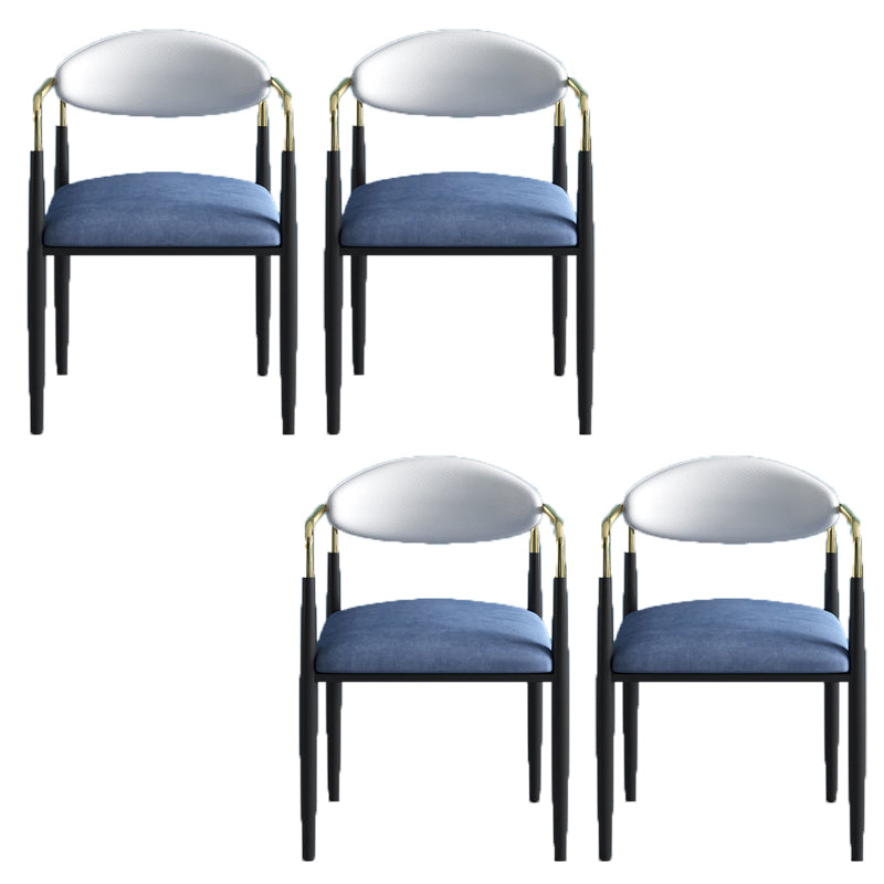 Glam Arm Chair Metal Legs Open Back Dining Chair for Home Use