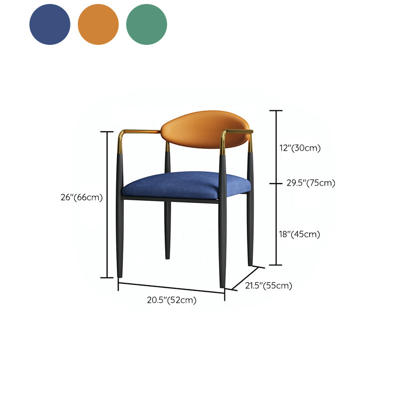 Glam Arm Chair Metal Legs Open Back Dining Chair for Home Use