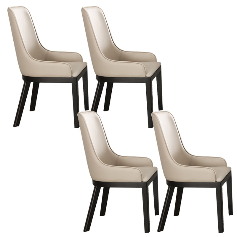 Modern Style Faux Leather Chairs Arm Side Chairs with Wooden Legs for Home Use