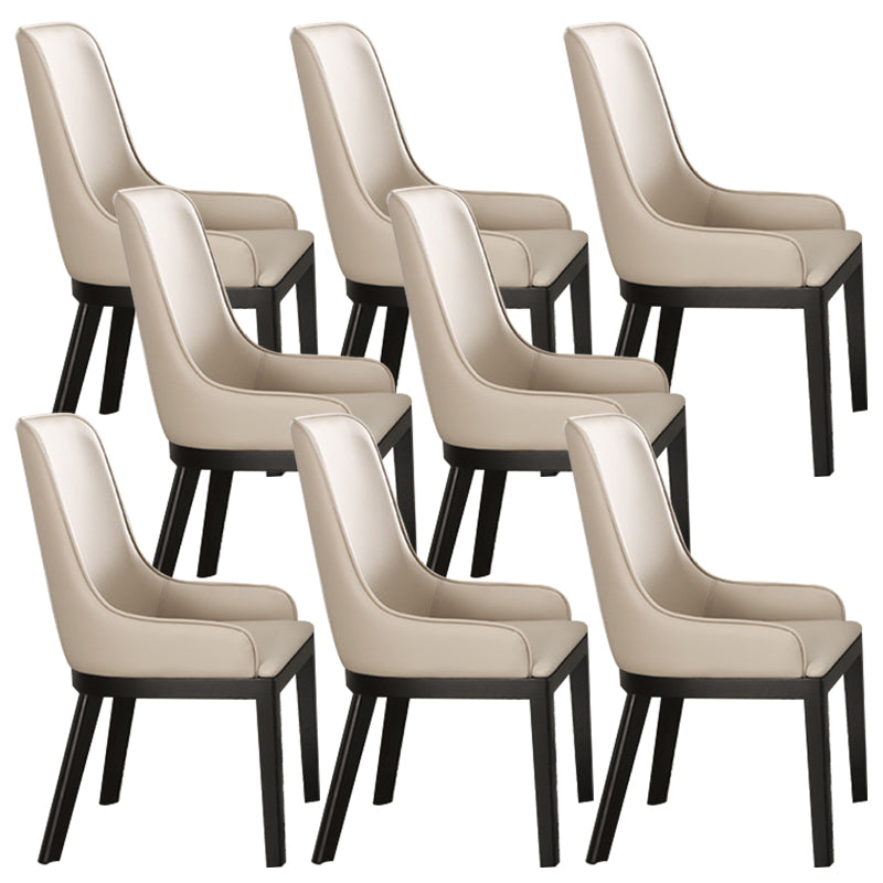 Modern Style Faux Leather Chairs Arm Side Chairs with Wooden Legs for Home Use