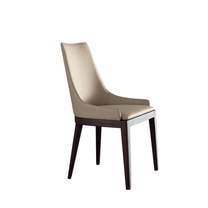 Modern Style Faux Leather Chairs Arm Side Chairs with Wooden Legs for Home Use