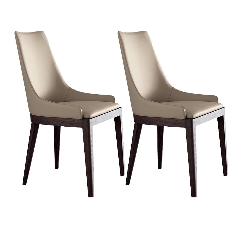 Modern Style Faux Leather Chairs Arm Side Chairs with Wooden Legs for Home Use