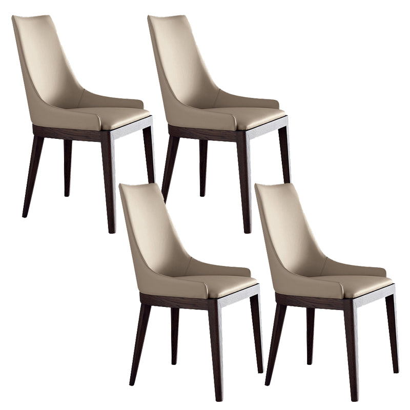 Modern Style Faux Leather Chairs Arm Side Chairs with Wooden Legs for Home Use