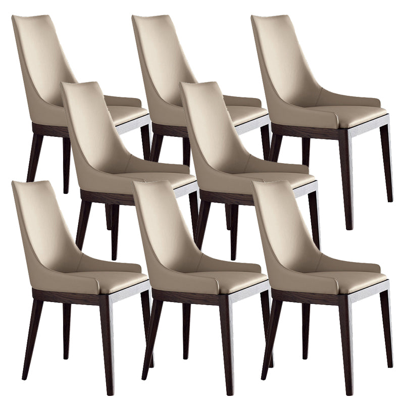Modern Style Faux Leather Chairs Arm Side Chairs with Wooden Legs for Home Use