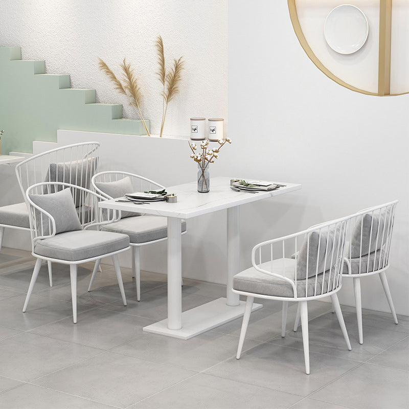 Contemporary Upholstered Dining Chairs Windsor Back Arm Chairs in White