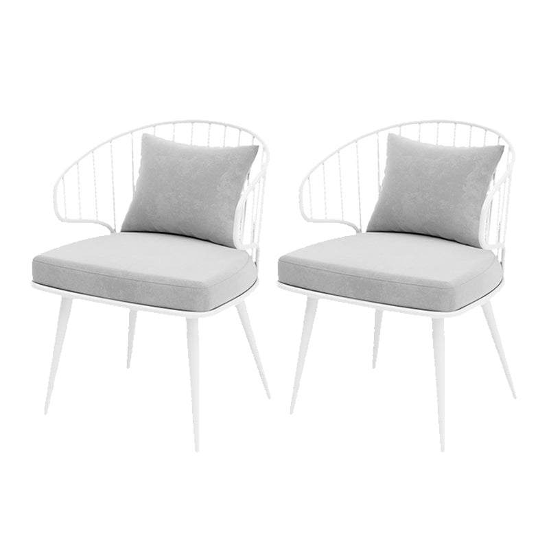 Contemporary Upholstered Dining Chairs Windsor Back Arm Chairs in White