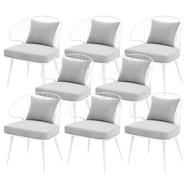 Contemporary Upholstered Dining Chairs Windsor Back Arm Chairs in White
