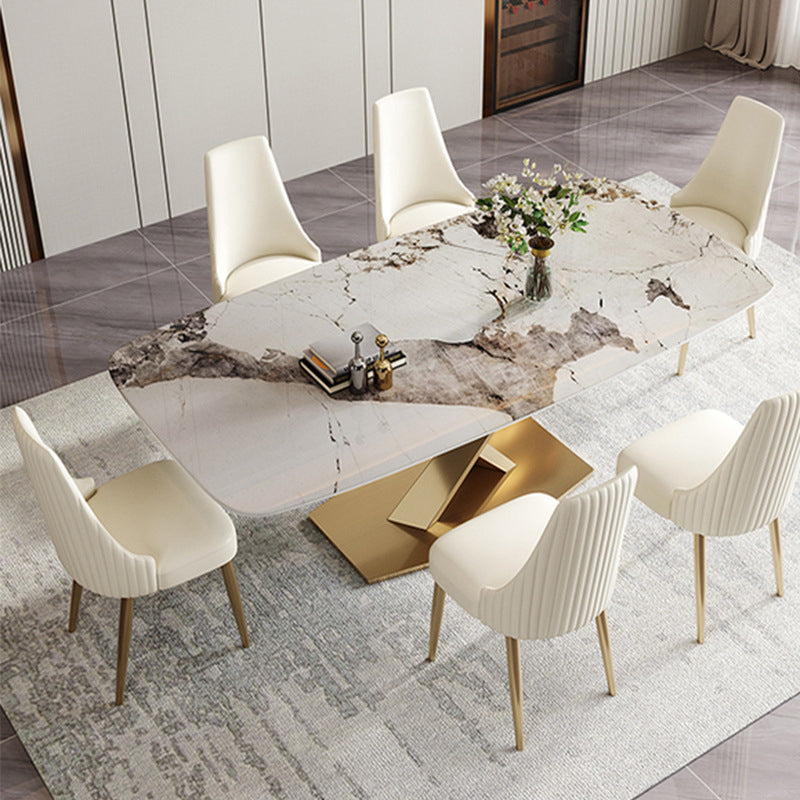 Glam Style Faux Leather Chair Armless Side Chairs with Metal Legs