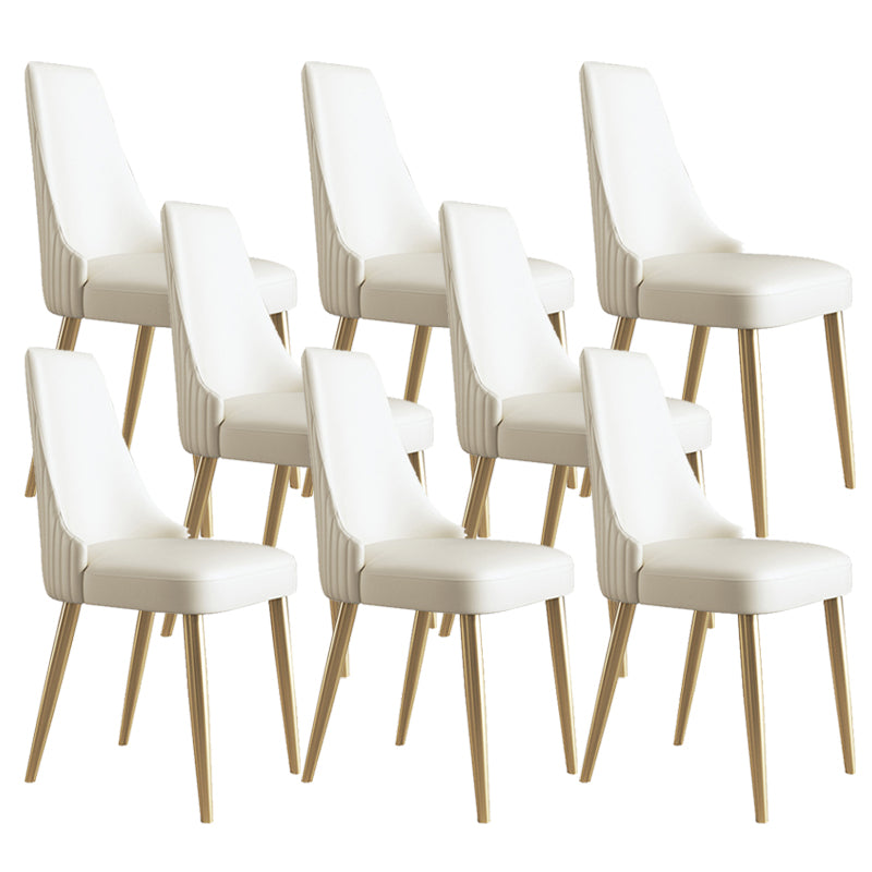 Glam Style Faux Leather Chair Armless Side Chairs with Metal Legs