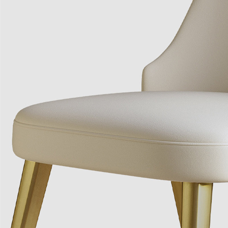 Glam Style Faux Leather Chair Armless Side Chairs with Metal Legs