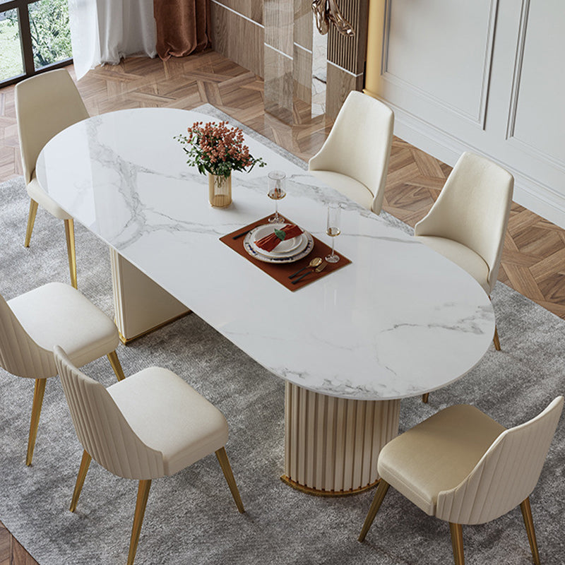 Glam Style Faux Leather Chair Armless Side Chairs with Metal Legs