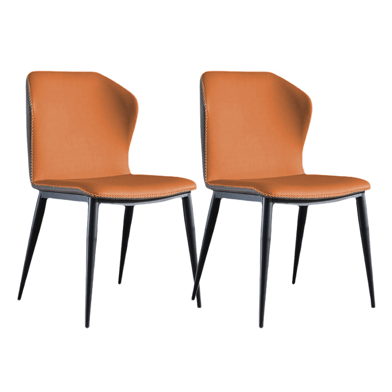 Contemporary Wingback Side Chairs Armless Side Chairs with Metal Legs