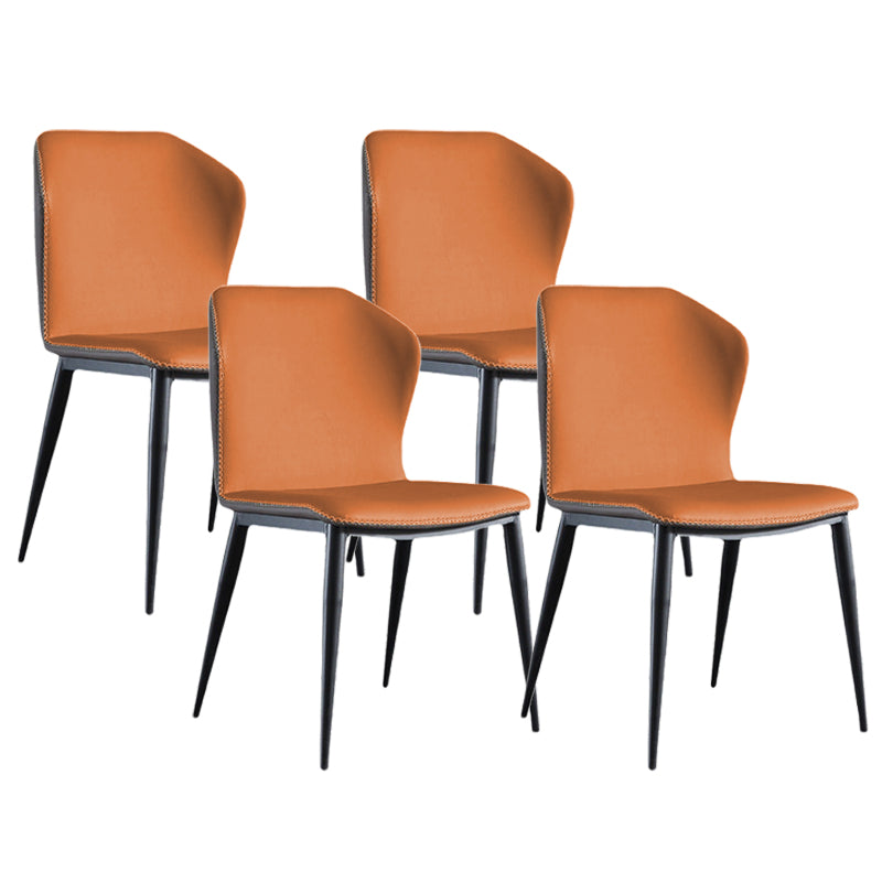 Contemporary Wingback Side Chairs Armless Side Chairs with Metal Legs