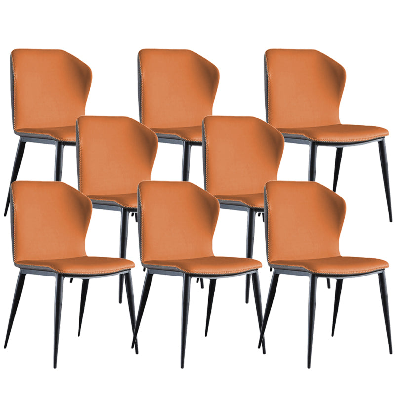 Contemporary Wingback Side Chairs Armless Side Chairs with Metal Legs