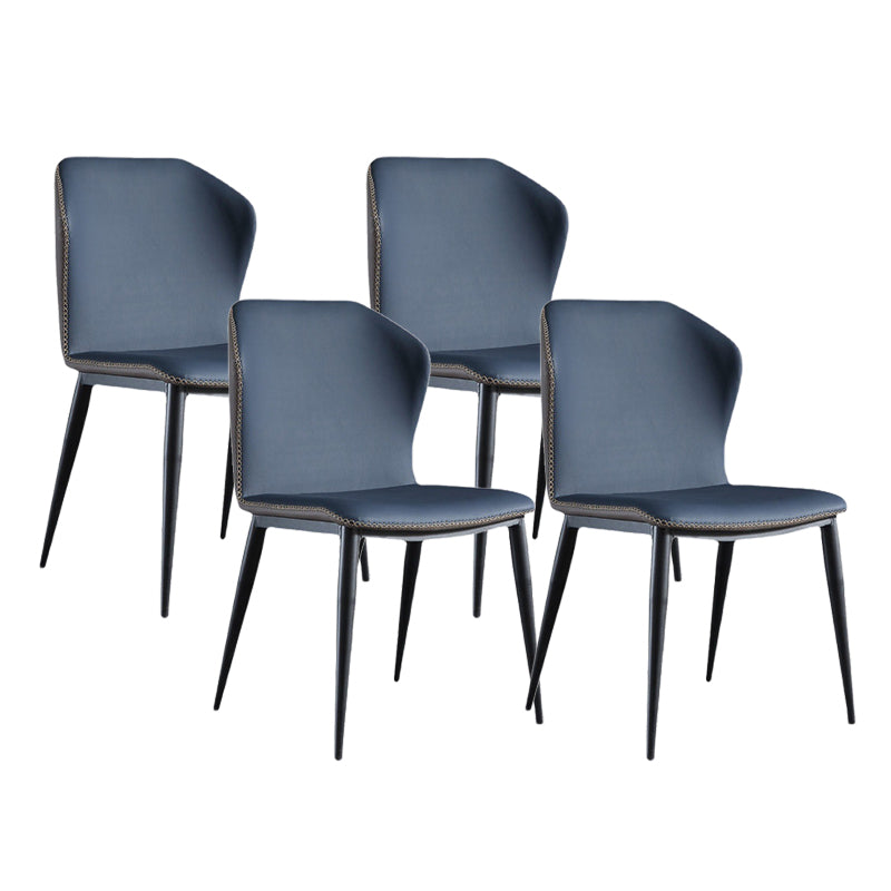 Contemporary Wingback Side Chairs Armless Side Chairs with Metal Legs