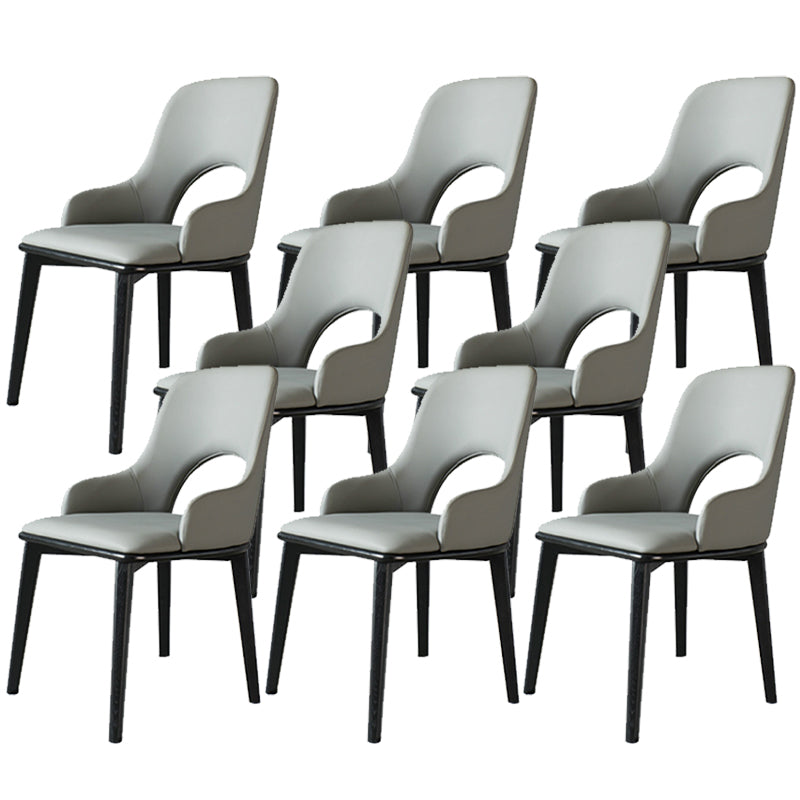Contemporary Open Back Dining Chairs Armless Side Chairs with Wood Legs for Kitchen