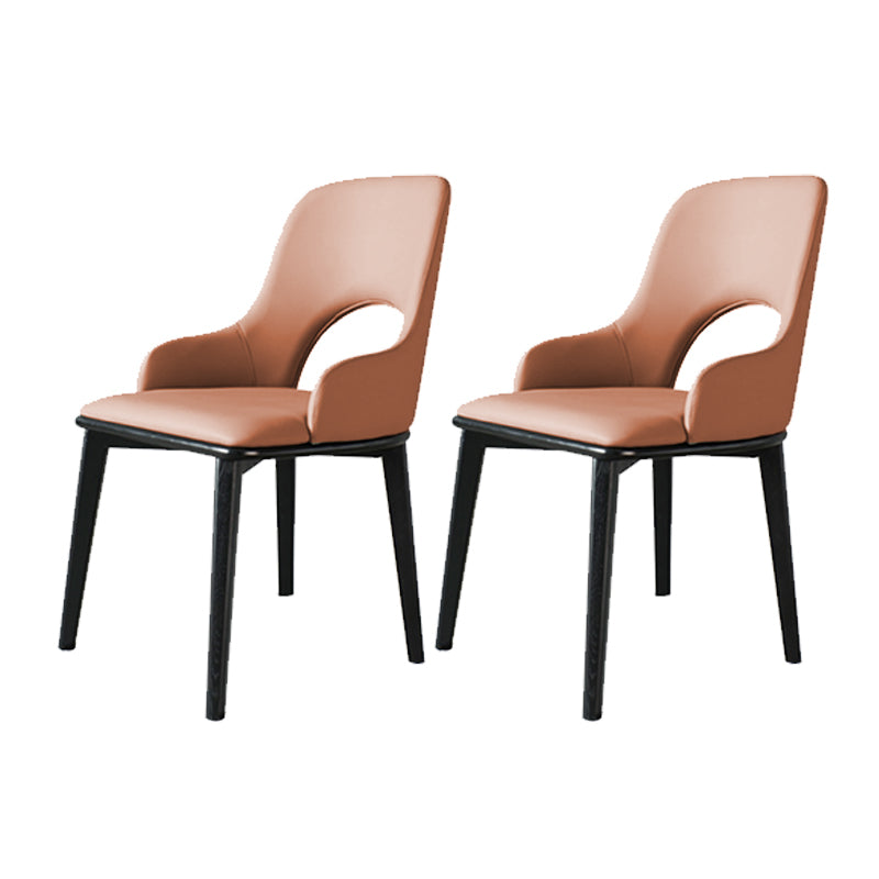 Contemporary Open Back Dining Chairs Armless Side Chairs with Wood Legs for Kitchen