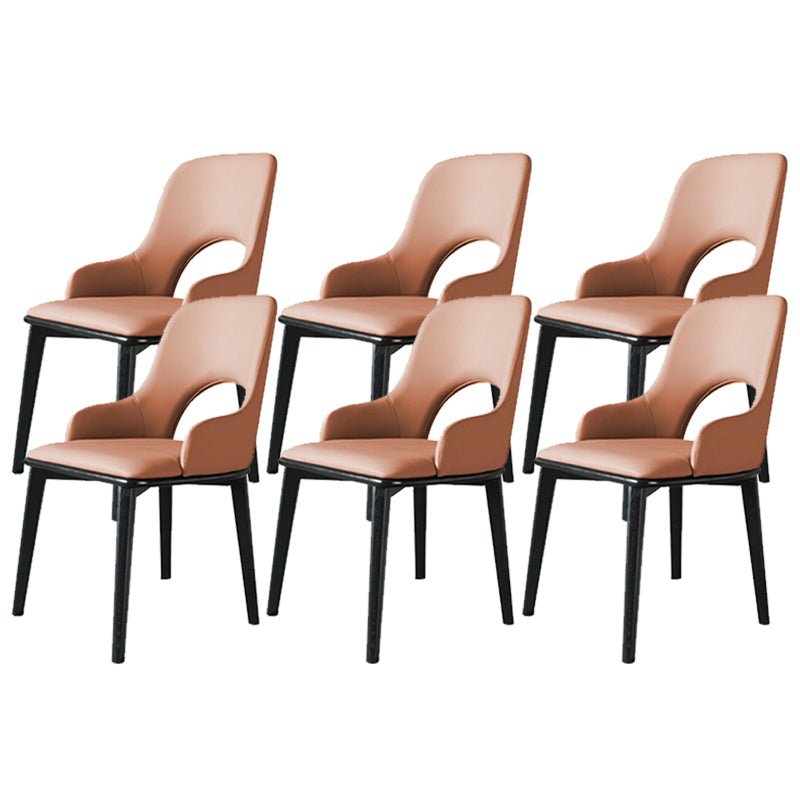 Contemporary Open Back Dining Chairs Armless Side Chairs with Wood Legs for Kitchen