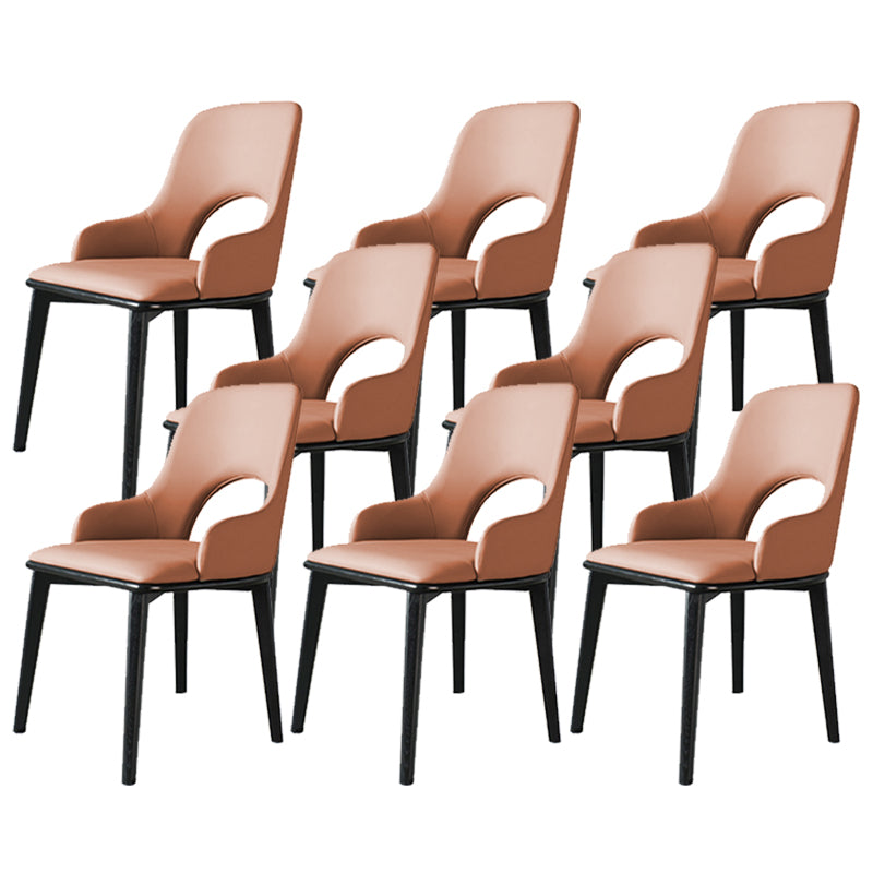 Contemporary Open Back Dining Chairs Armless Side Chairs with Wood Legs for Kitchen