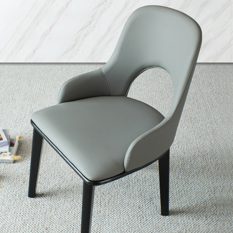 Contemporary Open Back Dining Chairs Armless Side Chairs with Wood Legs for Kitchen