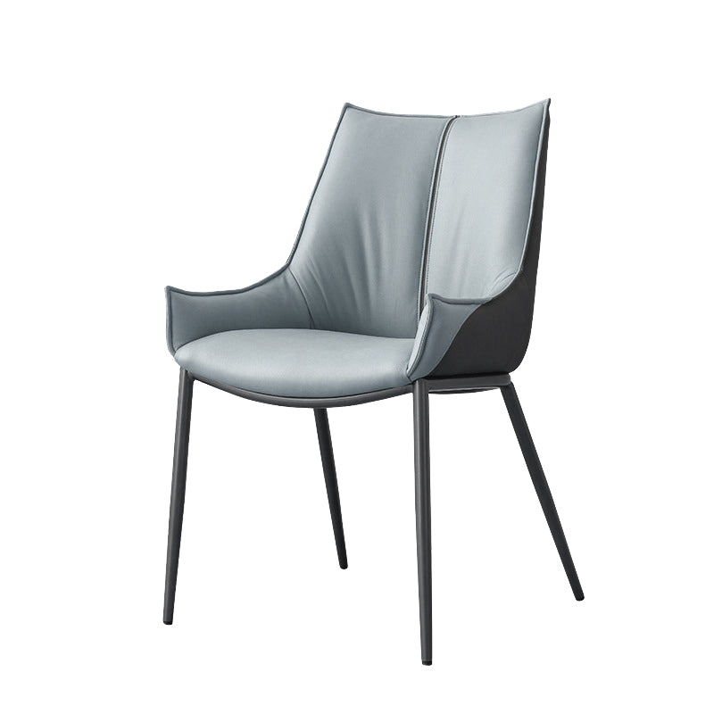 Contemporary Faux Leather Dining Chairs Arm Side Chairs with Metal Legs for Kitchen