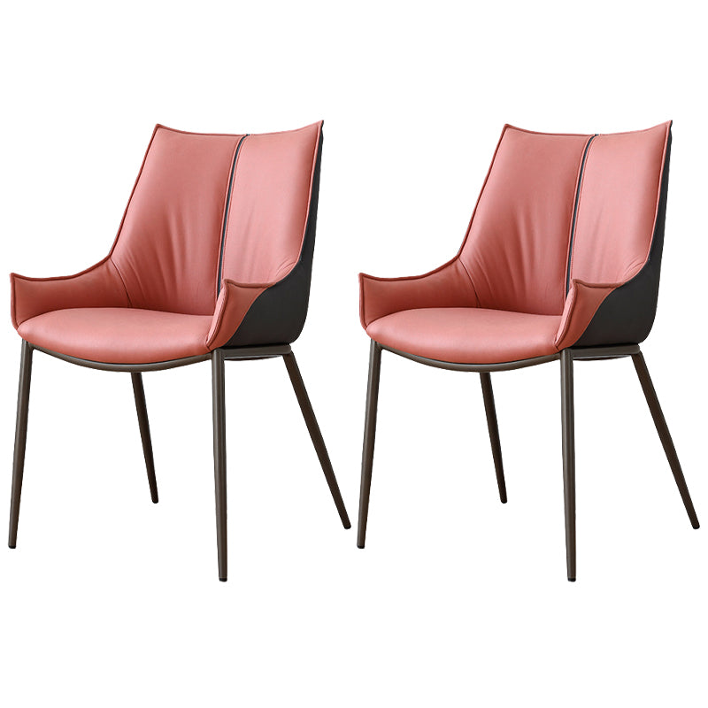 Contemporary Faux Leather Dining Chairs Arm Side Chairs with Metal Legs for Kitchen