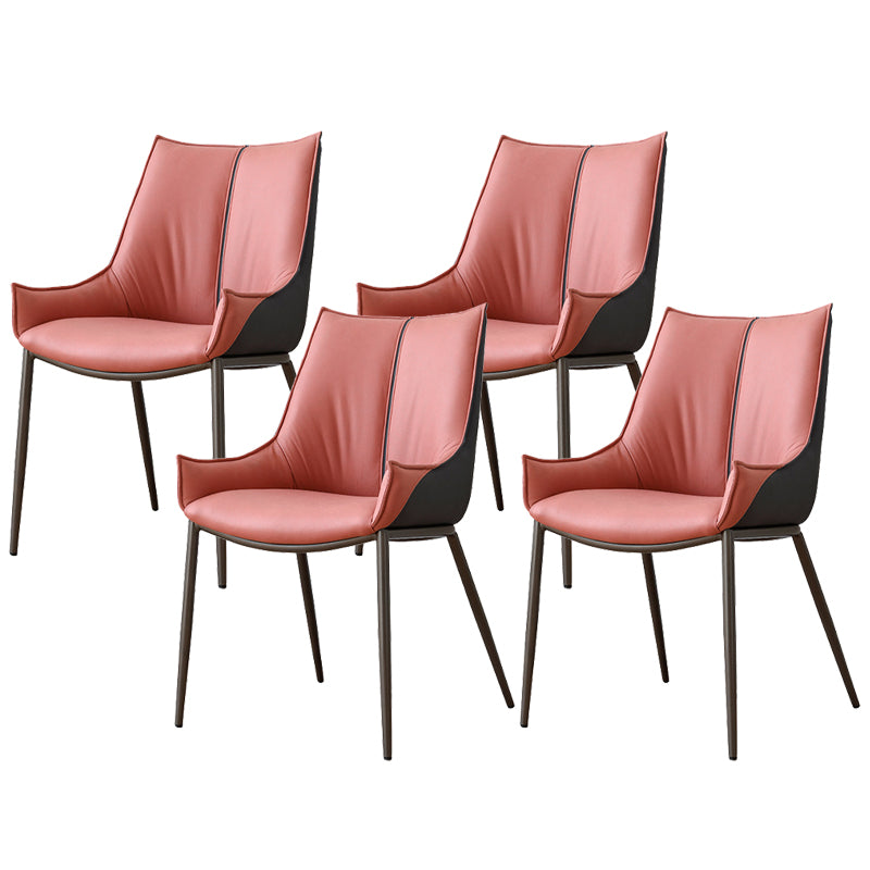 Contemporary Faux Leather Dining Chairs Arm Side Chairs with Metal Legs for Kitchen