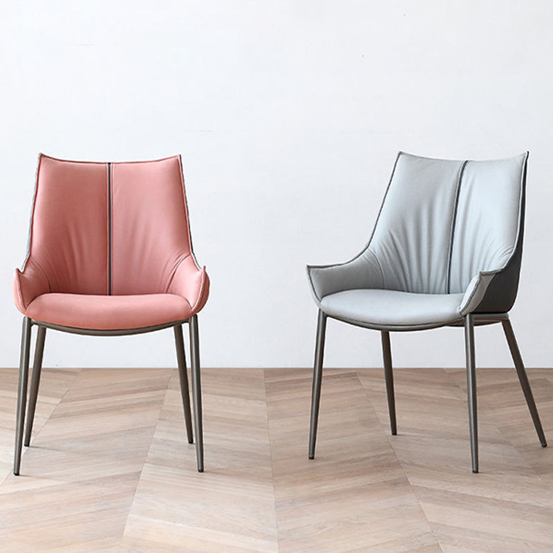 Contemporary Faux Leather Dining Chairs Arm Side Chairs with Metal Legs for Kitchen