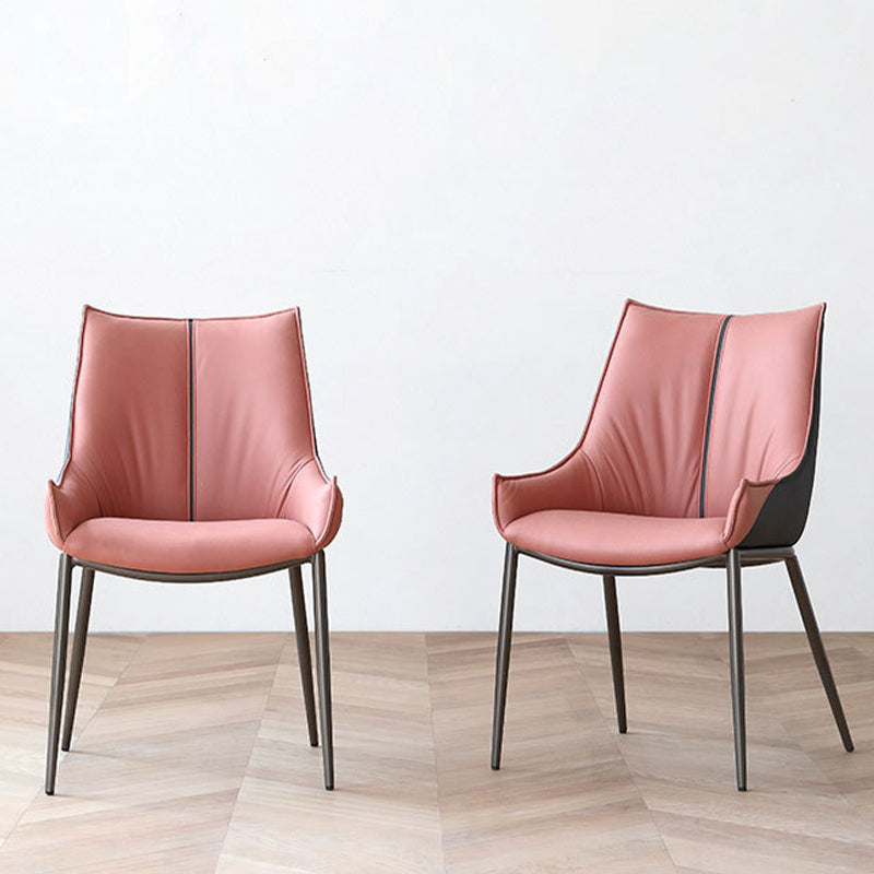 Contemporary Faux Leather Dining Chairs Arm Side Chairs with Metal Legs for Kitchen