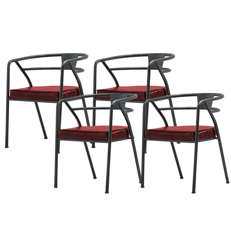 Industrial Upholstered Dining Chairs Metal Open Back Dining Chairs