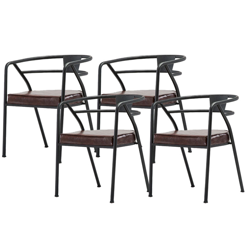 Industrial Upholstered Dining Chairs Metal Open Back Dining Chairs